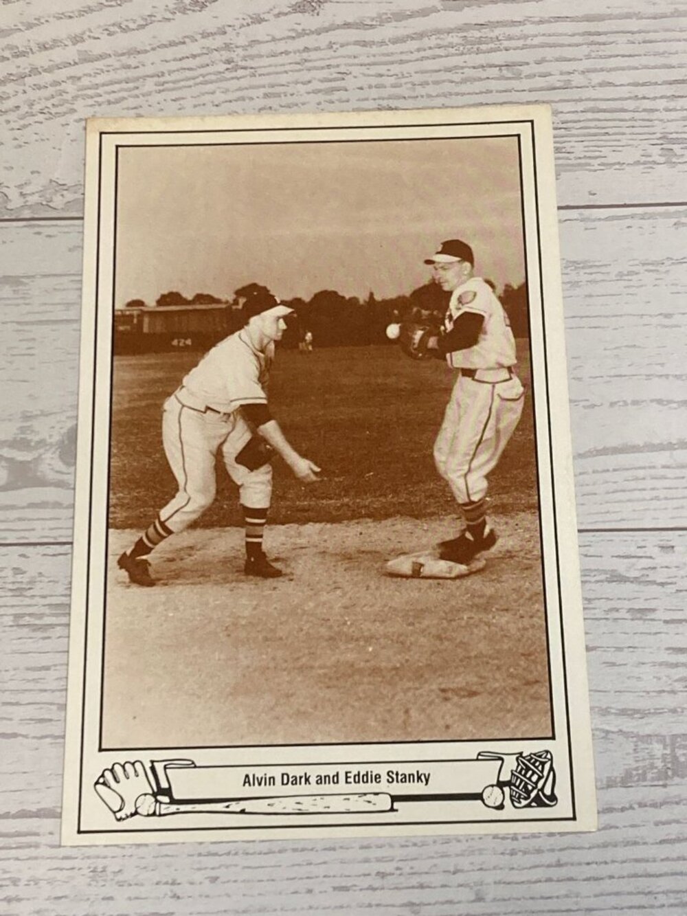 Playball Photo Postcard Alvin Dark & Eddie Stanky 1948 Braves Baseball Postcard